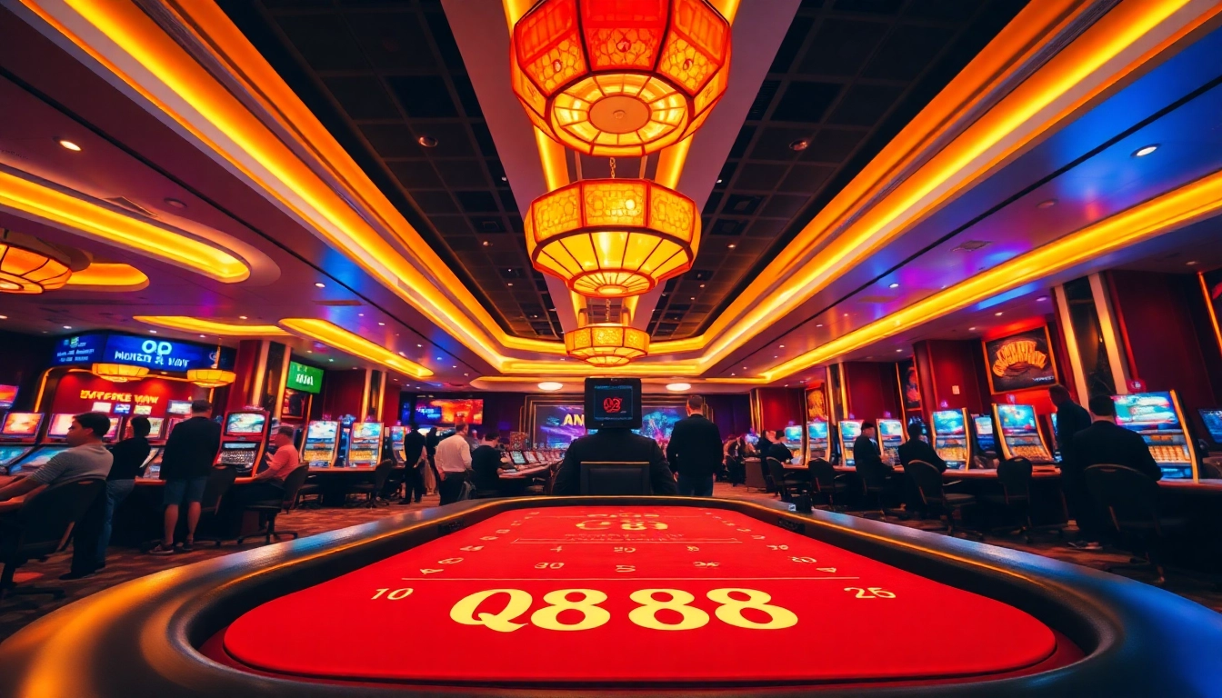 Engage with the thrilling QQ 88 gaming experience in a vibrant casino atmosphere.