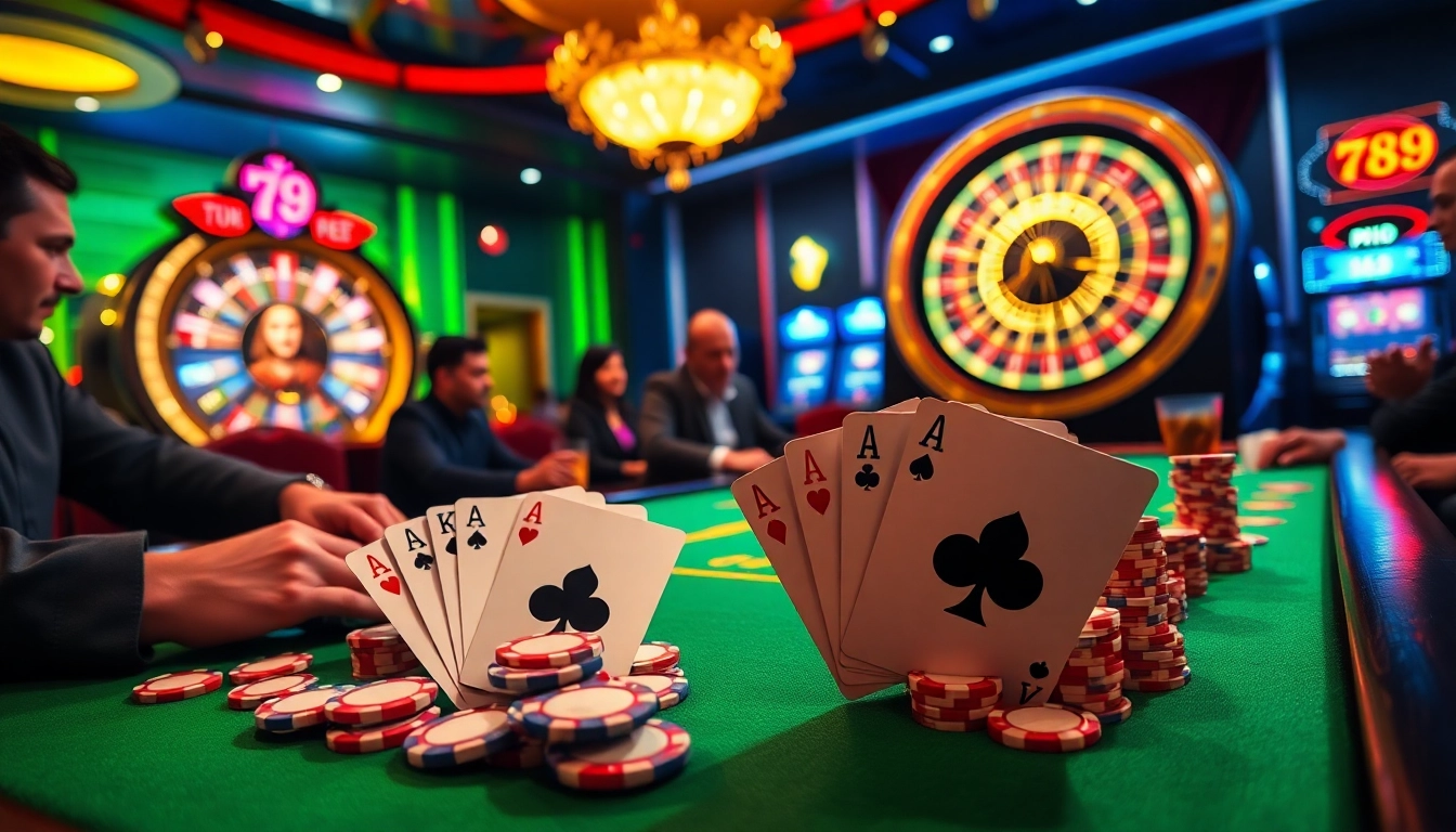 Exciting poker players at the 789 club, showcasing winning strategies and vibrant casino action.