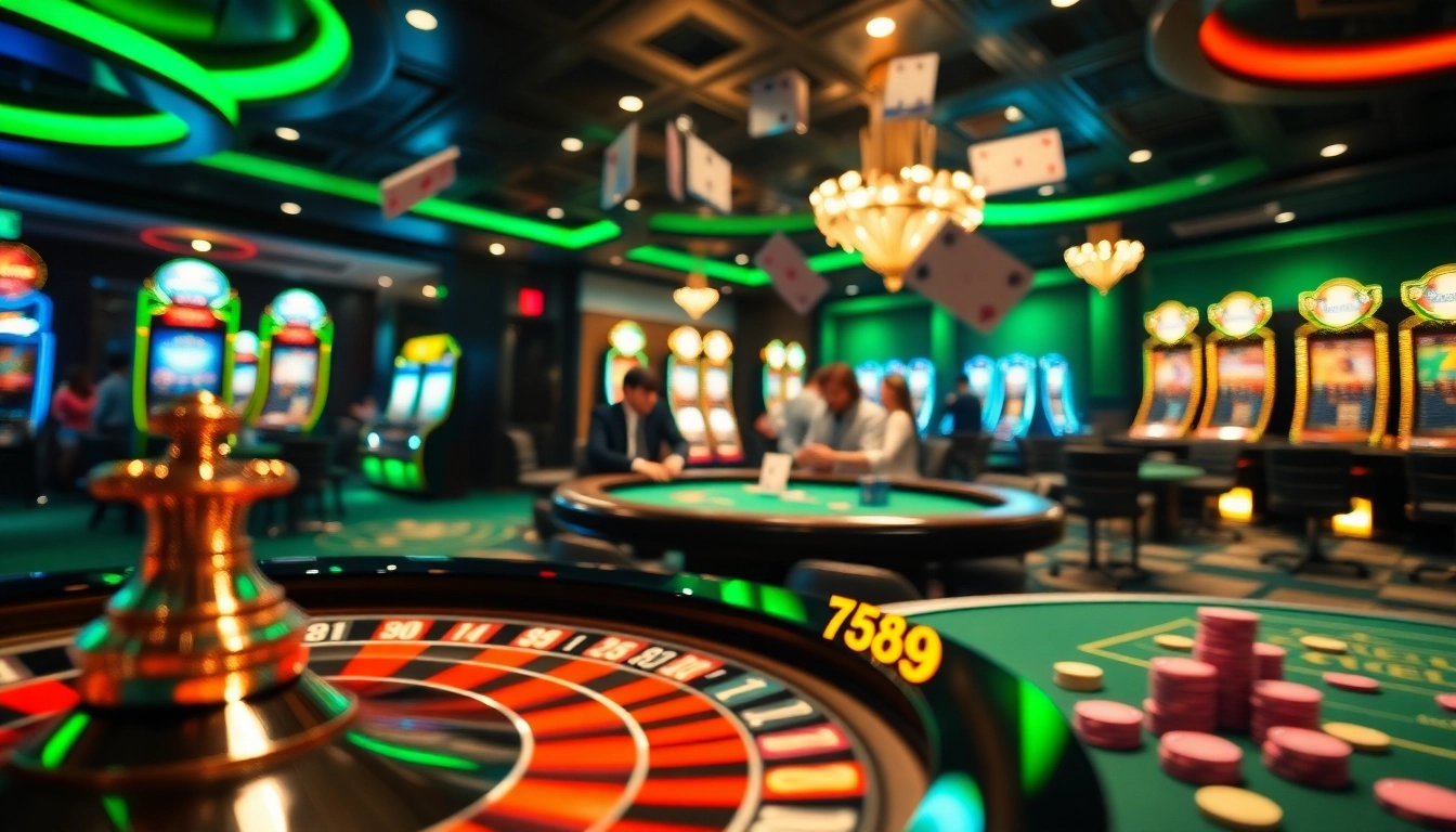 Experience the thrill of winning at https://789p.gb.net/ with a lively casino scene featuring roulette and poker action.