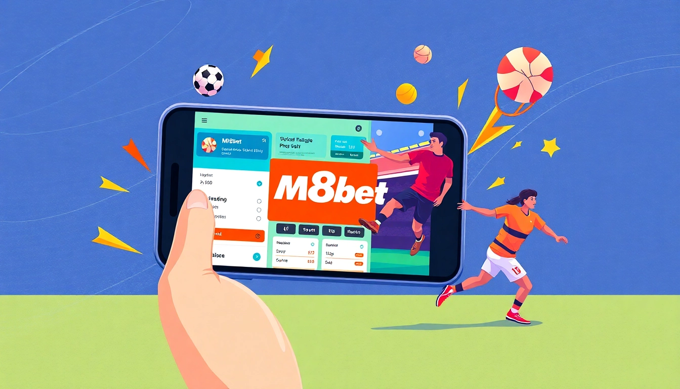 Engage with M8bet Asian Handicap by viewing the dynamic mobile betting interface featuring popular sports.