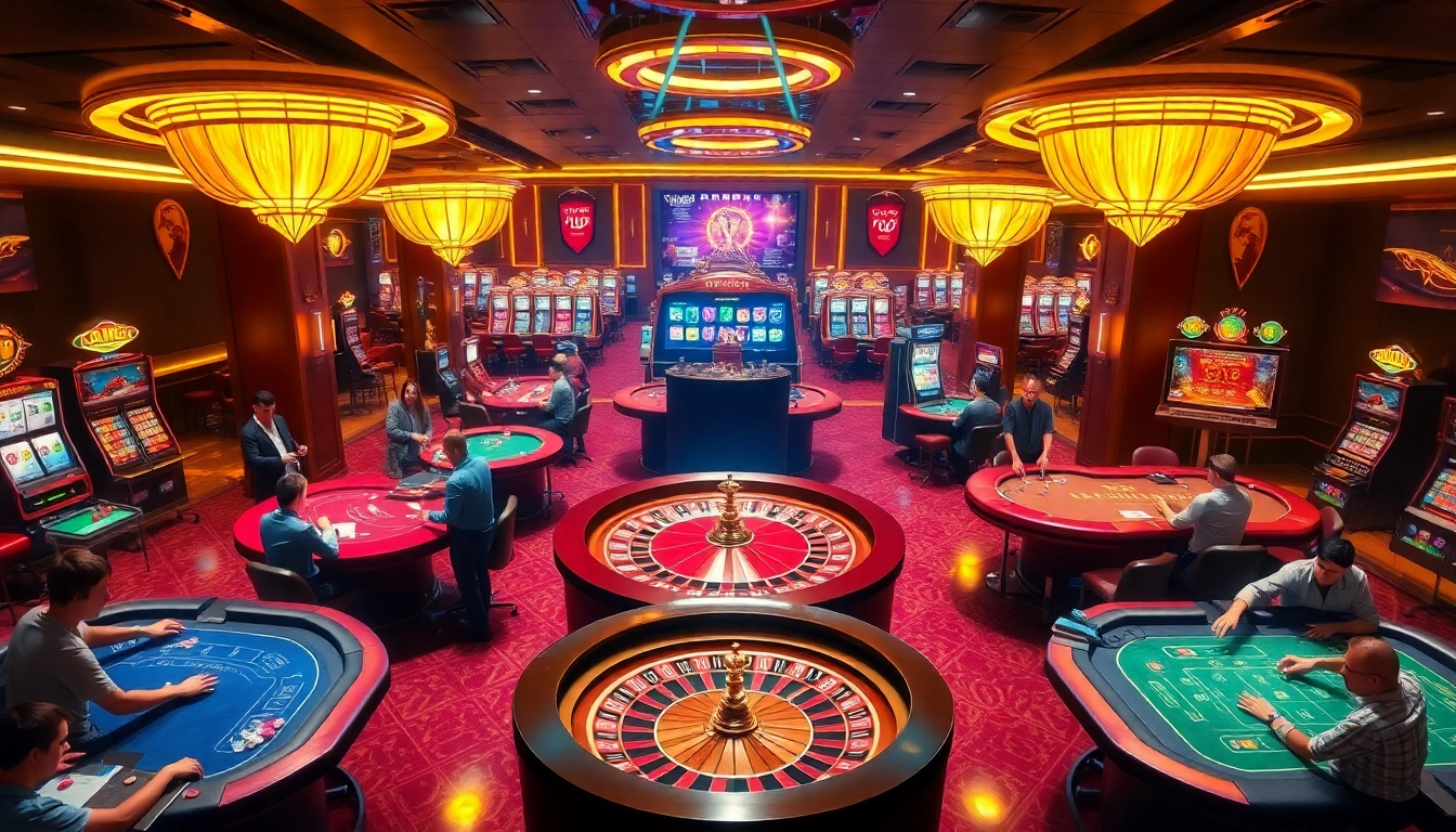 Experience the excitement of game đổi thưởng at a bustling casino, with players engaged in thrilling action.