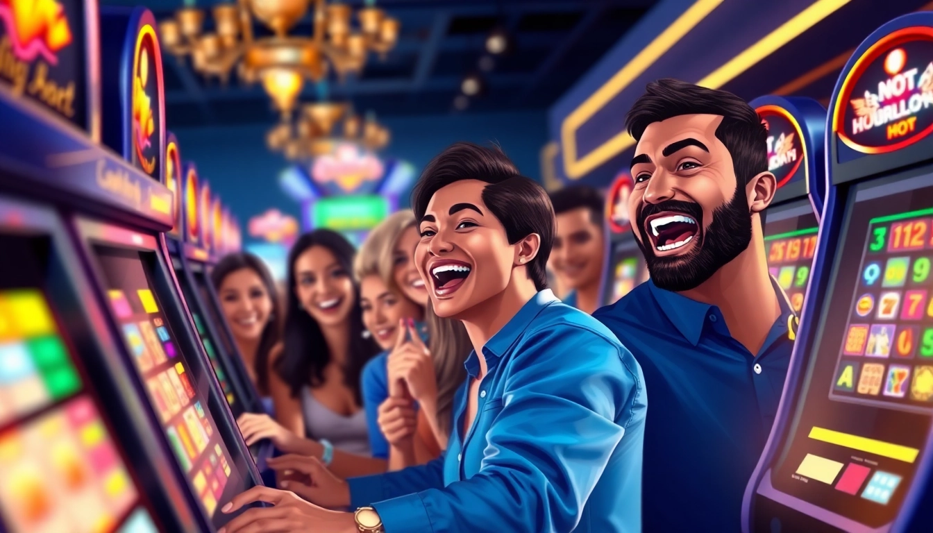 Experience excitement and vibrant gameplay at situs slot batman138 with diverse players enjoying slot machines.